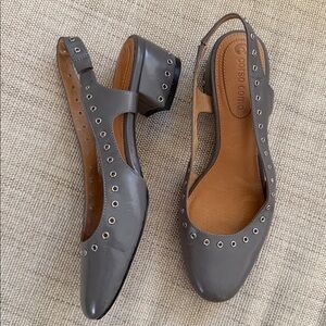 Corso Como Sample Leather slingback pumps silver toned eyelet stud detailing 6